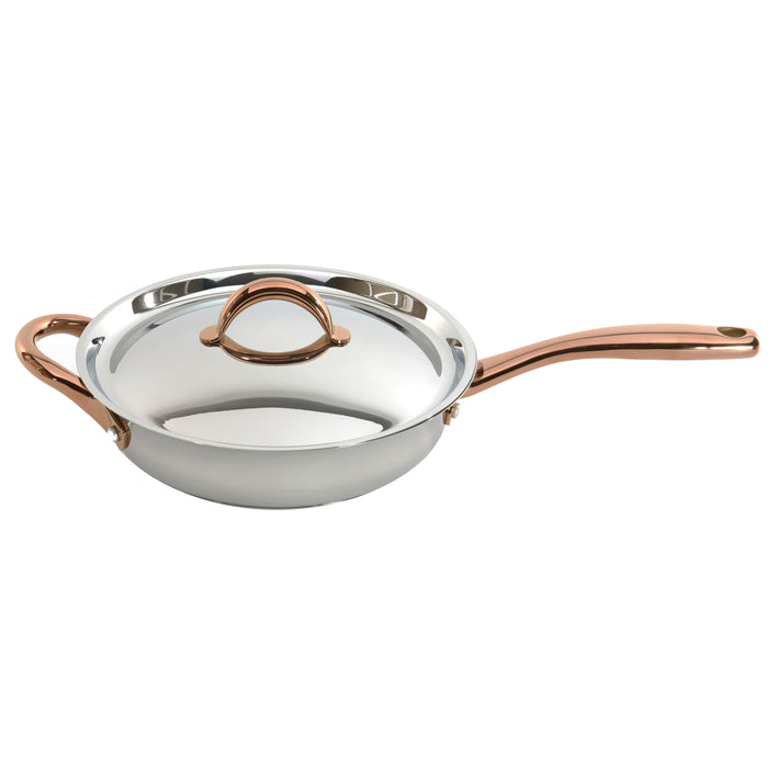 Image 8 of BergHOFF Ouro Gold 11Pc 18/10 Stainless Steel Cookware Set, SS Lids, Rose Gold Handles