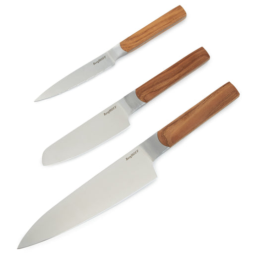 Image 1 of Ion 3Pc Stainless Steel Knife Set, Ash Wood