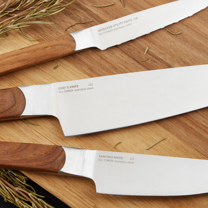 Image 5 of Ion 3Pc Stainless Steel Knife Set, Ash Wood