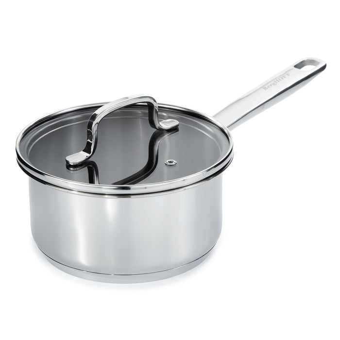 Image 1 of DiNA Helix Recycled 18/10 Stainless Steel 6.5" Saucepan 1.6qt., Glass Lid