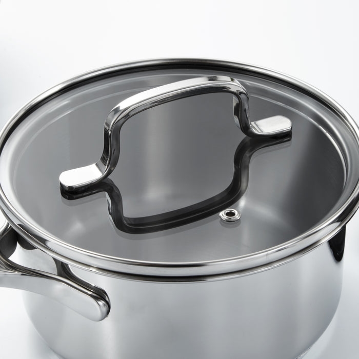 Image 5 of DiNA Helix Recycled 18/10 Stainless Steel 6.5" Saucepan 1.6qt., Glass Lid