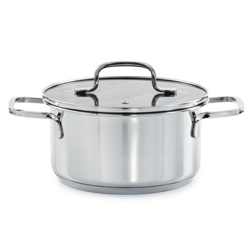 Image 1 of DiNA Helix Recycled 18/10 Stainless Steel 7.25" Stockpot 2.2qt., Glass Lid