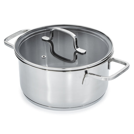 Image 1 of DiNA Helix Recycled 18/10 Stainless Steel 8" Stockpot 3.2qt., Glass Lid