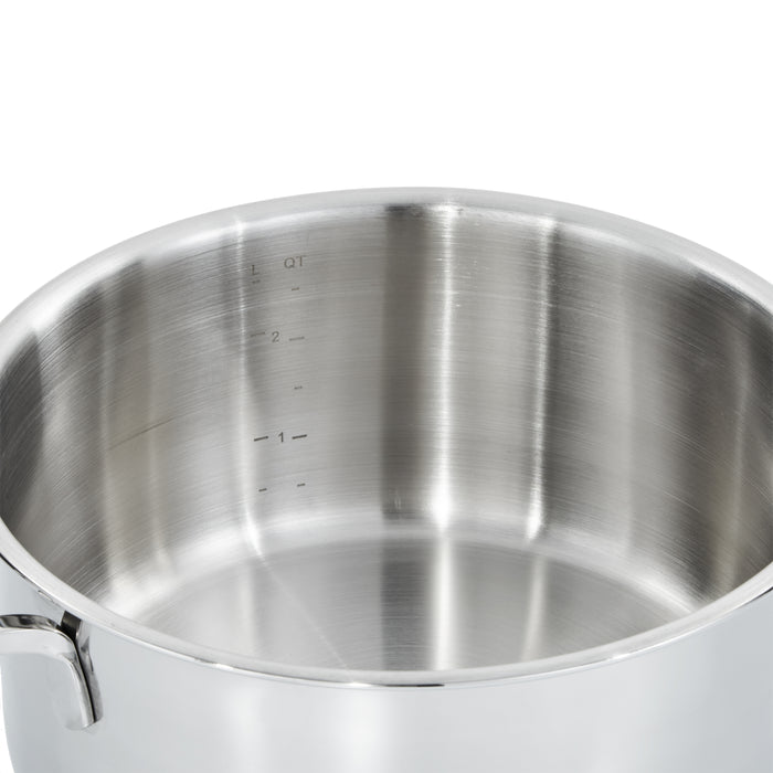 Image 5 of DiNA Helix Recycled 18/10 Stainless Steel 8" Stockpot 3.2qt., Glass Lid