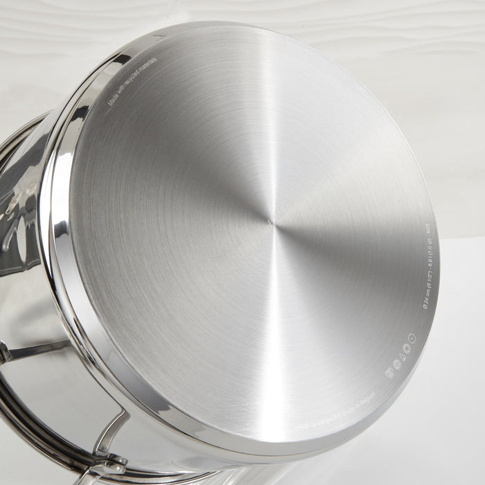 Image 6 of DiNA Helix Recycled 18/10 Stainless Steel 10" Stockpot 7qt., Glass Lid