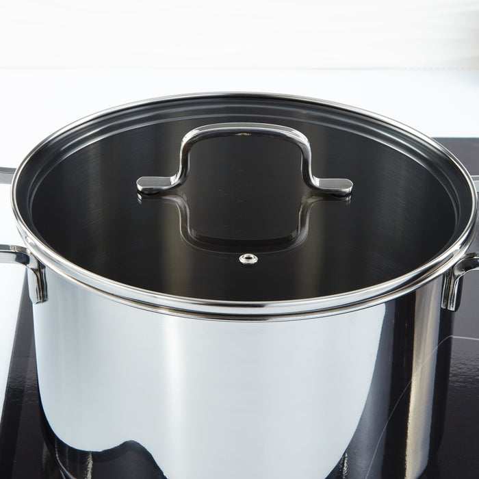 Image 9 of DiNA Helix Recycled 18/10 Stainless Steel 10" Stockpot 7qt., Glass Lid