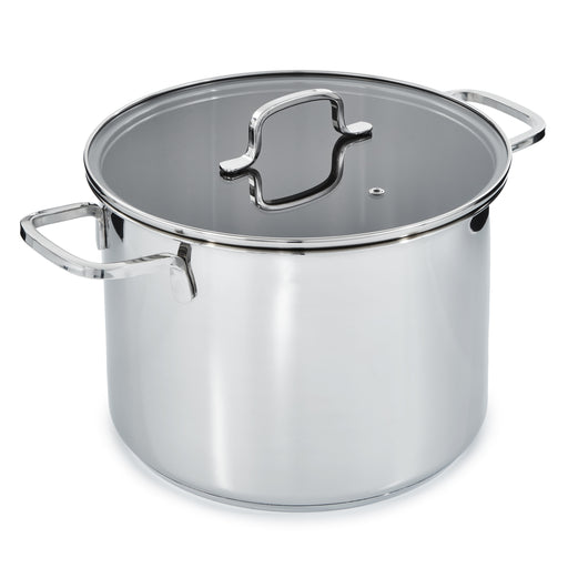 Image 1 of DiNA Helix Recycled 18/10 Stainless Steel 10.25" Stockpot 10.6qt., Glass Lid