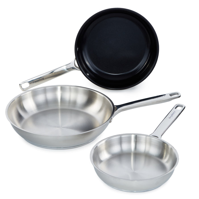 Image 1 of BergHOFF DiNA Helix 18/10 Stainless Steel 3Pc Frying Pan Set, Recycled