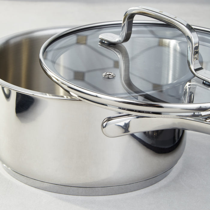 Image 4 of BergHOFF DiNA Helix 18/10 Stainless Steel 7pc Cookware Set with Glass Lids, Recycled