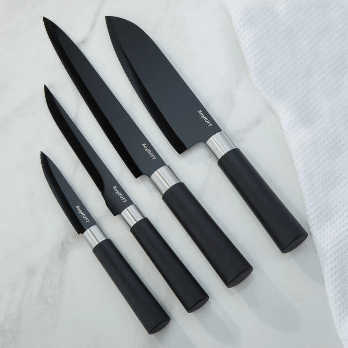 Image 5 of BergHOFF DiNA Prime 4pc Nonstick Stainless Steel Knife Set, Black