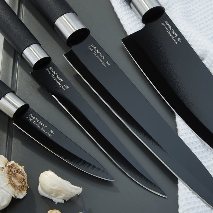 Image 6 of BergHOFF DiNA Prime 4pc Nonstick Stainless Steel Knife Set, Black