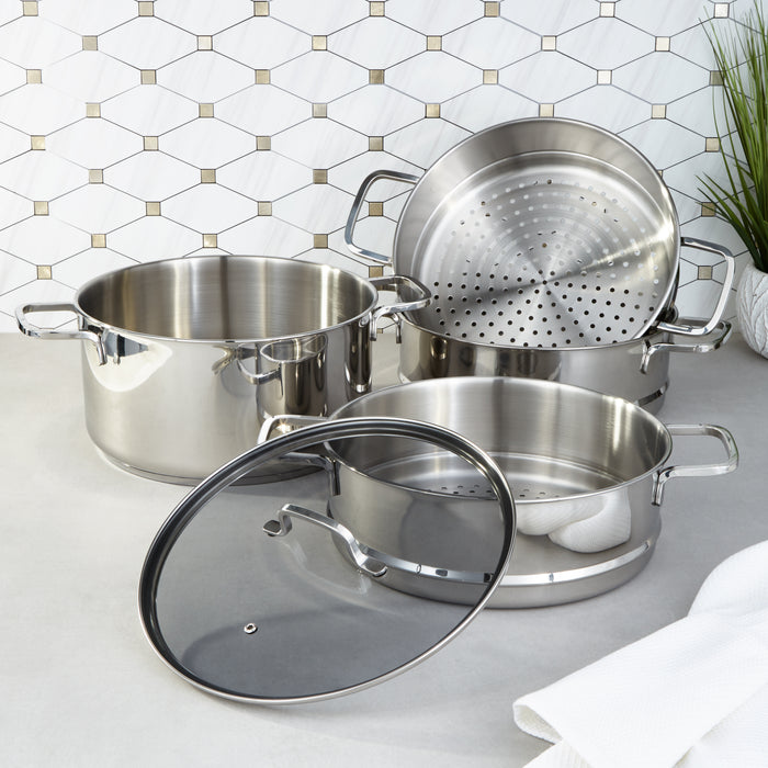 Image 2 of BergHOFF DiNA Helix 18/10 Stainless Steel 5pc Steamer Set, Recycled