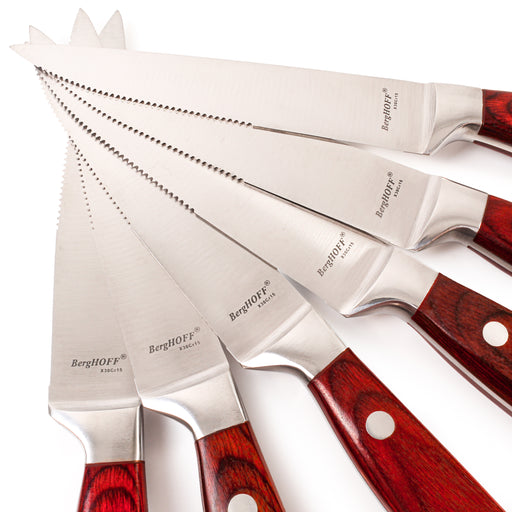 Image 2 of BergHOFF Pakka Stainless Steel 6Pc Steak Knife Set 4.75", Pakka Wood