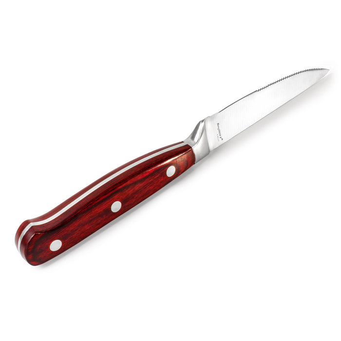 FINDKING 4-Piece Kitchen Steak Knife Set, 4.7 Inch Serrated Kitchen Knives,  Rustproof Stainless Steel Cutlery, Pakka Wood Handle, Beige (Michelia  Series)