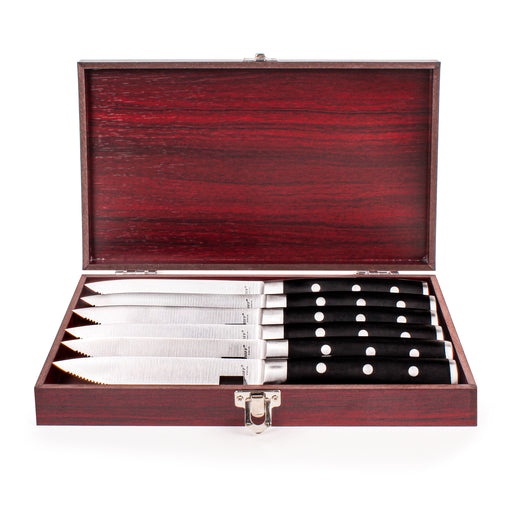 Image 1 of Essentials Classico 7pc Stainless Steel Steak Knife Set With Wood Case, 5"