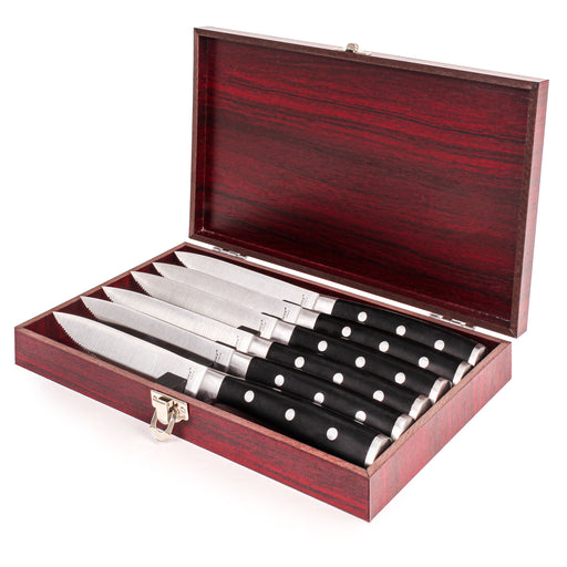 Image 2 of Essentials Classico 7pc Stainless Steel Steak Knife Set With Wood Case, 5"