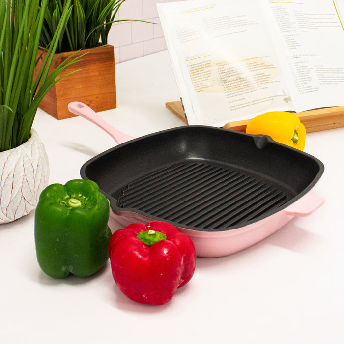 Image 5 of BergHOFF Neo 11" Cast Iron Square Grill Pan, Pink