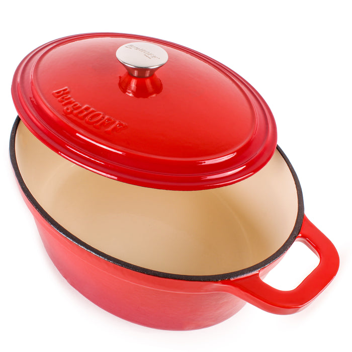 Image 2 of BergHOFF Neo Cast Iron 8qt. Oval Dutch Oven 13" with Lid, Red