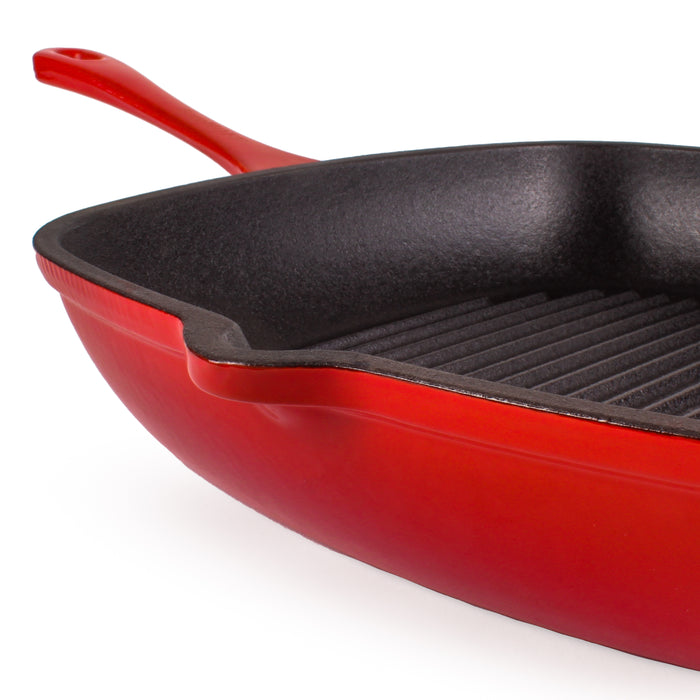 Image 3 of BergHOFF Neo 11" Cast Iron Square Grill Pan, Red