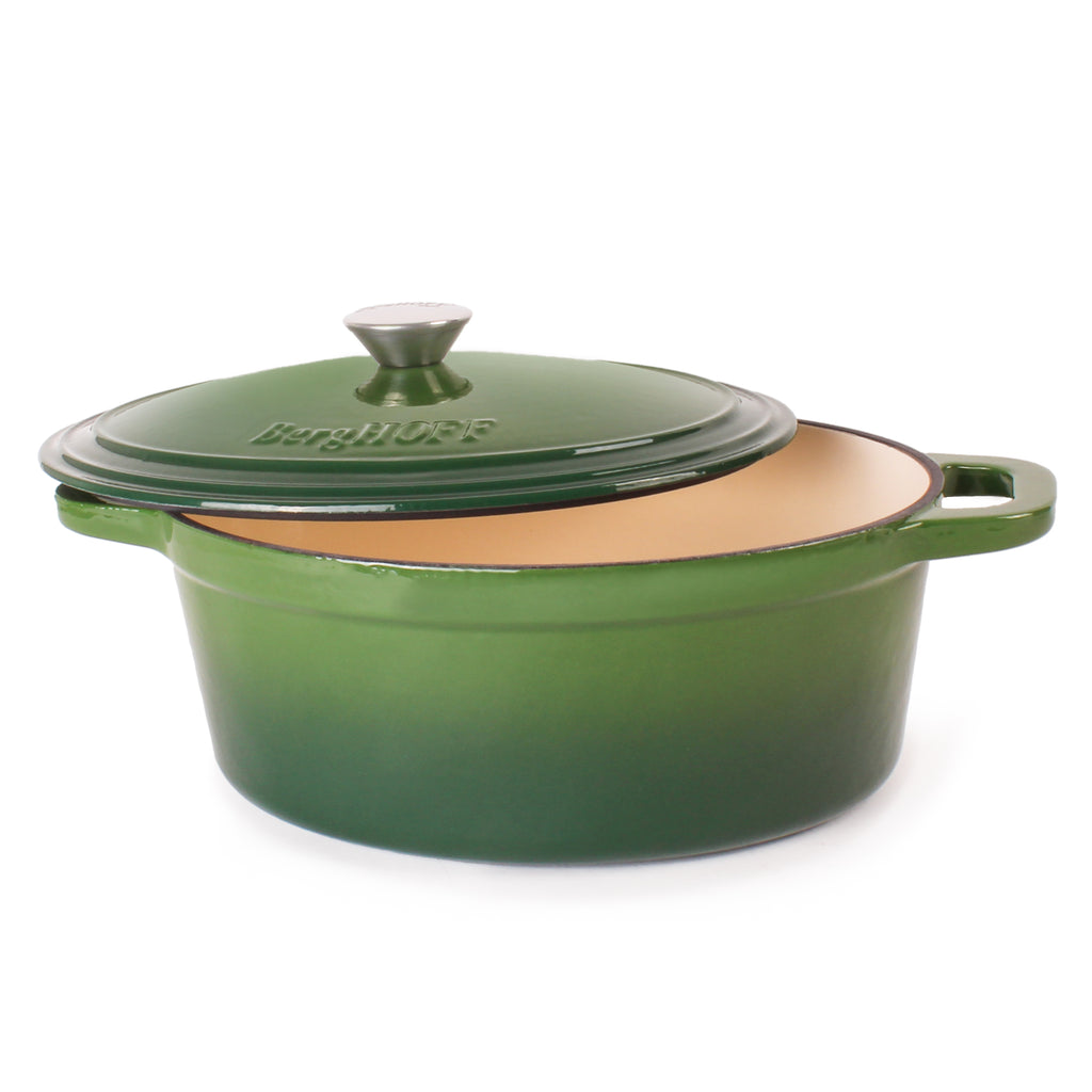 BergHOFF Neo 4Pc Cast Iron Set: 3qt. Covered Dutch Oven & 7qt. Covered  Stockpot, Green