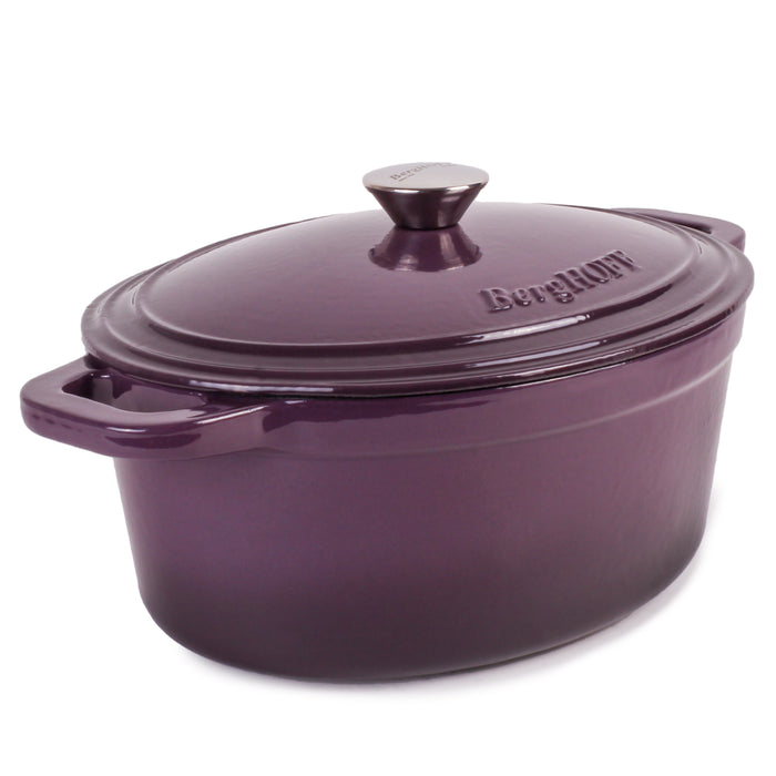 Image 6 of BergHOFF Neo Cast Iron 8qt. Oval Dutch Oven 13" with Lid, Purple