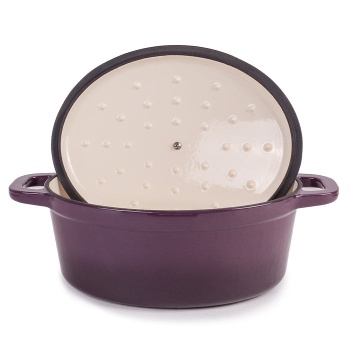 Image 6 of BergHOFF Neo Cast Iron 5qt. Oval Dutch Oven 11.5" with Lid, Purple