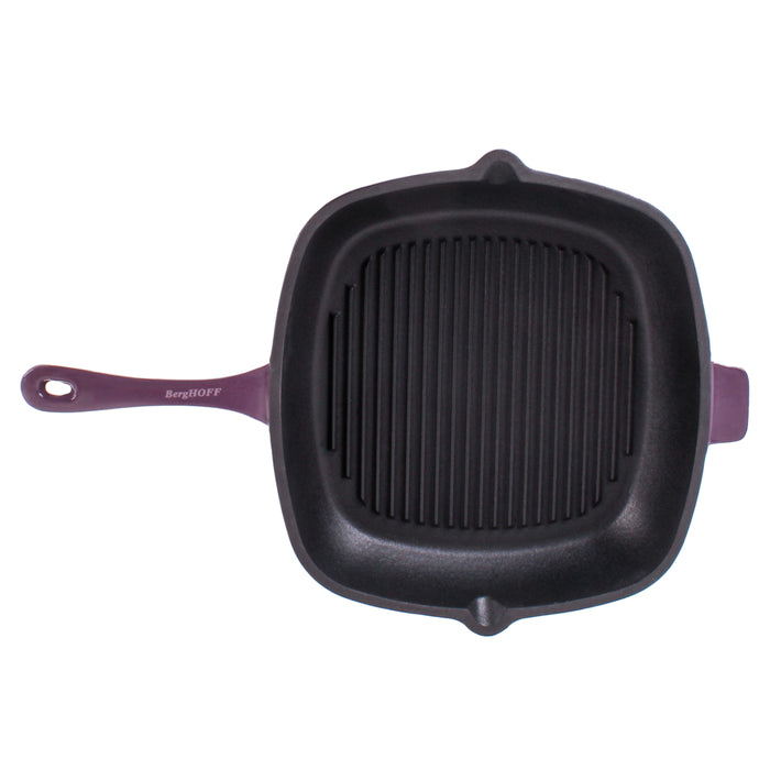 Image 2 of BergHOFF Neo 11" Cast Iron Square Grill Pan, Purple