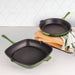 Image 2 of Neo 2pc Cast Iron 10" Fry Pan & 11" Grill Pan Cookware Set, Green