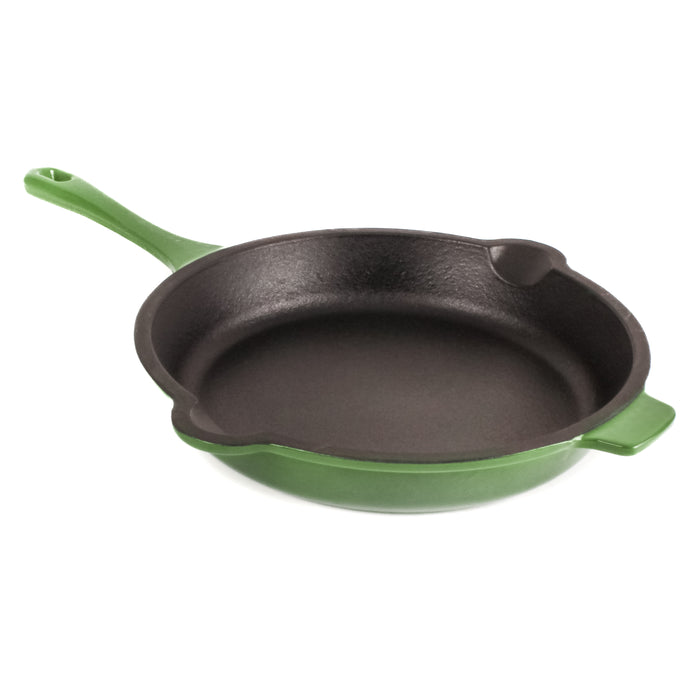 Image 3 of Neo 2pc Cast Iron 10" Fry Pan & 11" Grill Pan Cookware Set, Green