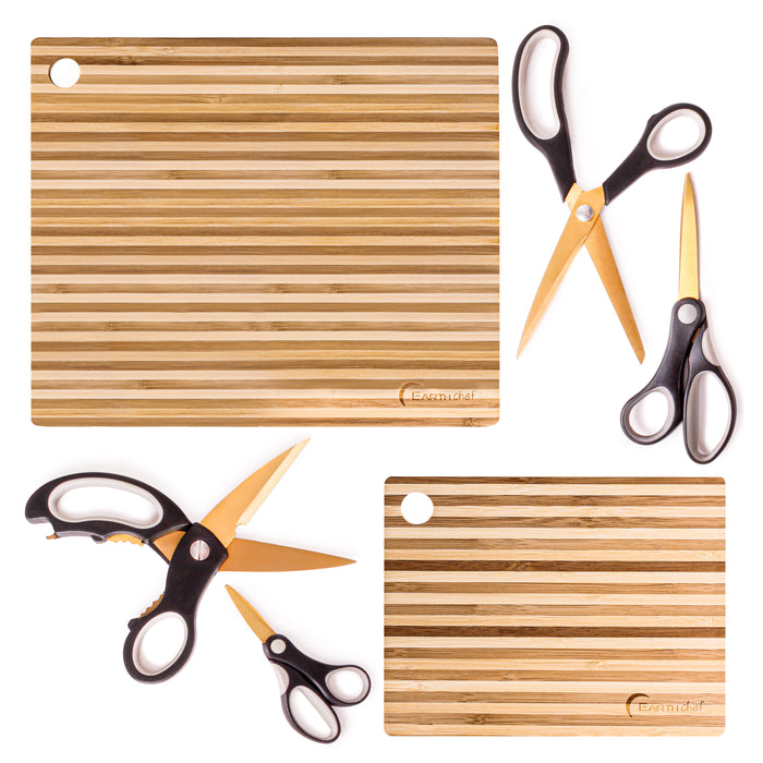 Image 1 of 6Pc Stainless Steel Gold Scissors and Cutting Board Set