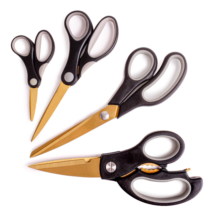 Image 4 of 6Pc Stainless Steel Gold Scissors and Cutting Board Set