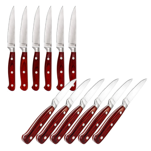 Image 2 of Pakka Wood 14pc Stainless Steel Steak Knife Set with Wood Cases