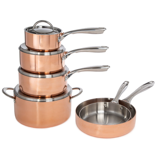 Copper Tri-Ply 13Pc Cookware Set, Polished, Hammered