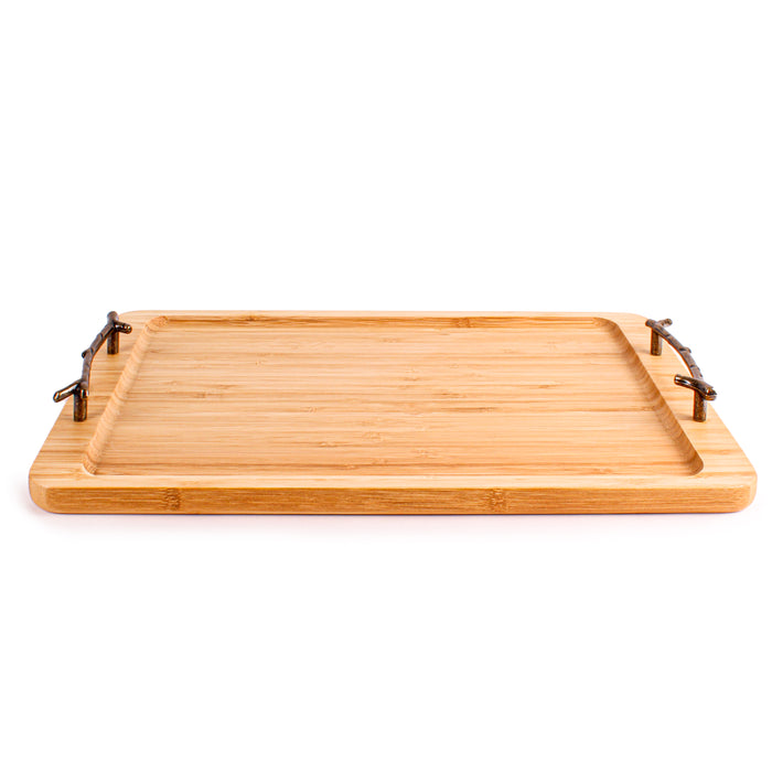 Image 1 of BergHOFF Bamboo Tray with wrought Iron Handles, 15.5"