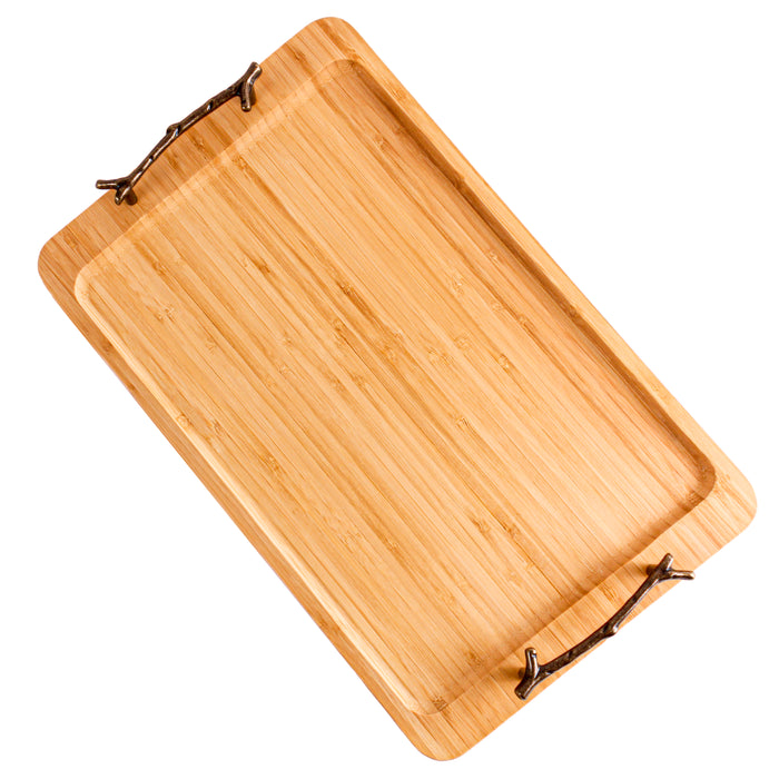 Image 2 of BergHOFF Bamboo Tray with wrought Iron Handles, 15.5"
