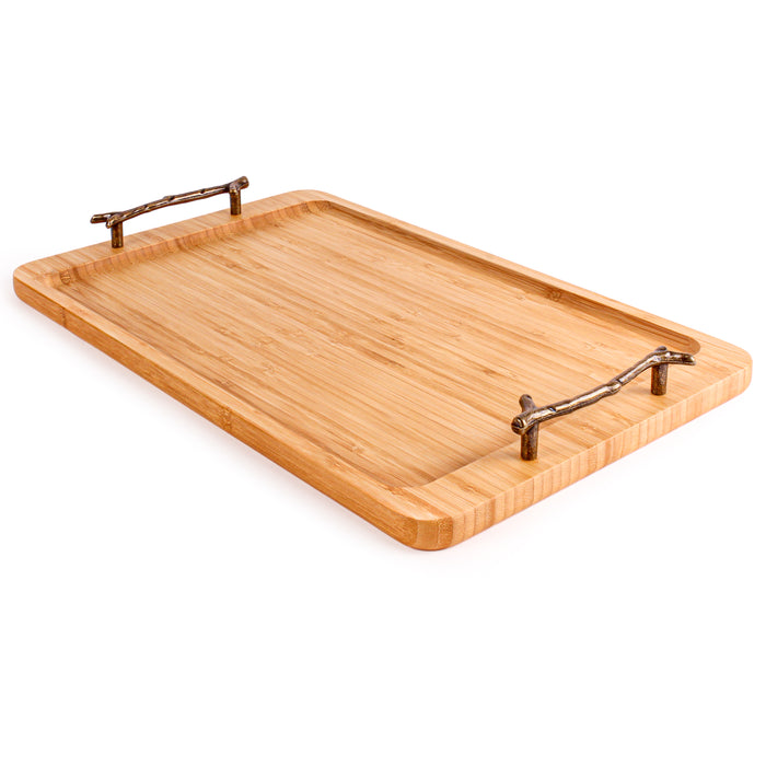 Image 3 of BergHOFF Bamboo Tray with wrought Iron Handles, 15.5"