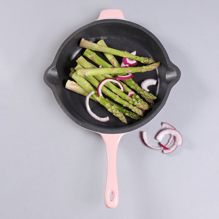 Image 3 of Neo 4pc Cast Iron Cookware Set, Grill Pan, Fry Pan & Oval Dutch Oven, Pink