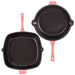 Image 5 of Neo 4pc Cast Iron Cookware Set, Grill Pan, Fry Pan & Oval Dutch Oven, Pink