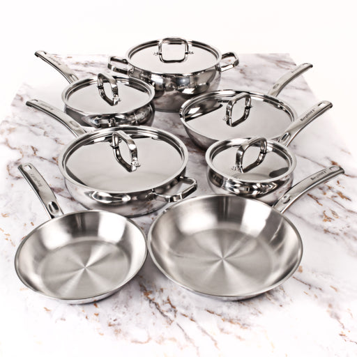 Image 1 of BergHOFF Belly Shape 12pc 18/10 Stainless Steel Cookware Set, SS Lids