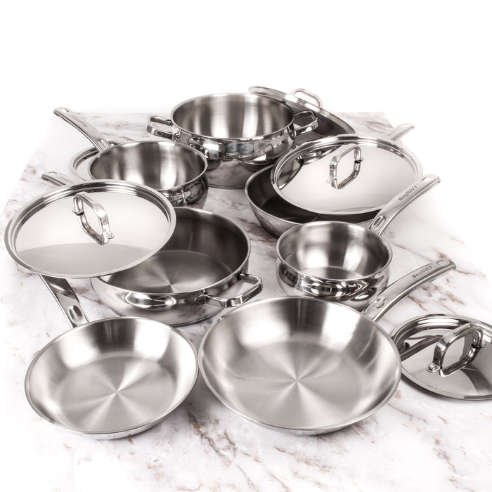 Image 4 of BergHOFF Belly Shape 12pc 18/10 Stainless Steel Cookware Set, SS Lids