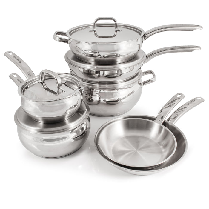 Image 5 of BergHOFF Belly Shape 12pc 18/10 Stainless Steel Cookware Set, SS Lids