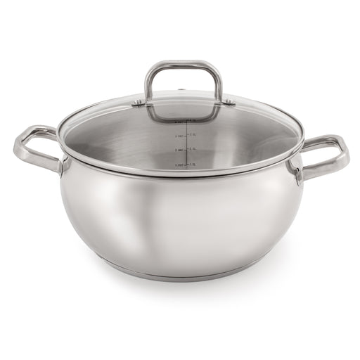 Image 1 of BergHOFF Belly Shape 18/10 Stainless Steel 9.5" Stock Pot with Glass Lid, 5.5qt.