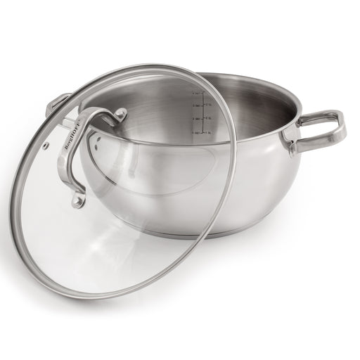 Image 2 of BergHOFF Belly Shape 18/10 Stainless Steel 9.5" Stock Pot with Glass Lid, 5.5qt.