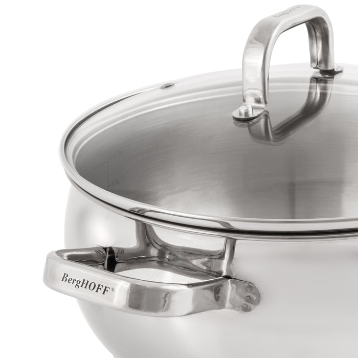 Image 3 of BergHOFF Belly Shape 18/10 Stainless Steel 9.5" Stock Pot with Glass Lid, 5.5qt.