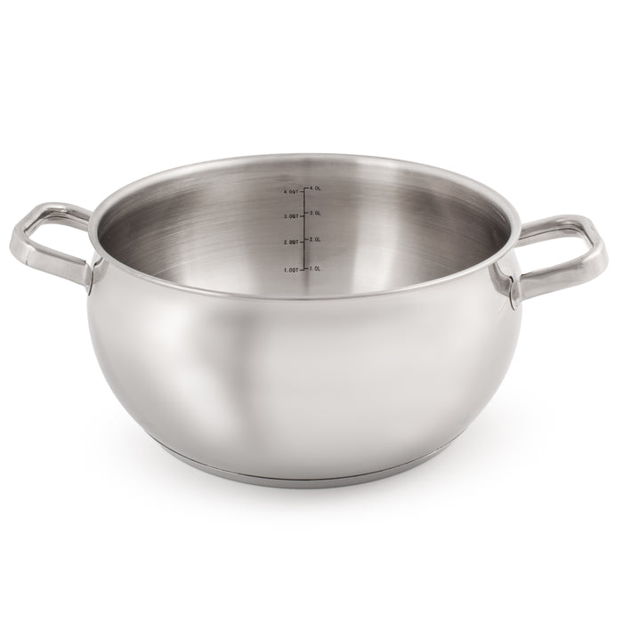 Image 4 of BergHOFF Belly Shape 18/10 Stainless Steel 9.5" Stock Pot with Glass Lid, 5.5qt.