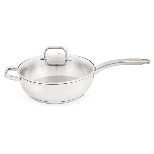 Image 1 of BergHOFF Belly Shape 18/10 Stainless Steel 9.5" Deep Skillet with Glass Lid