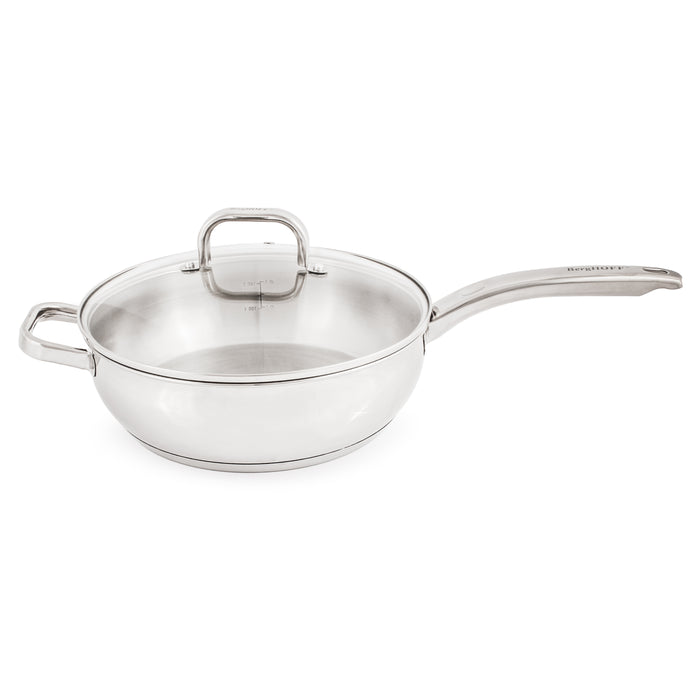 Image 1 of BergHOFF Belly Shape 18/10 Stainless Steel 9.5" Deep Skillet with Glass Lid