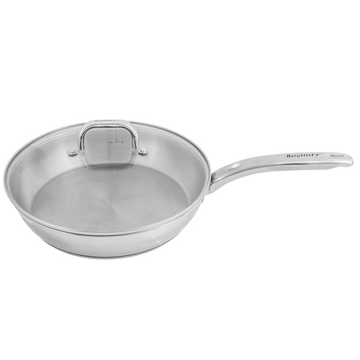 Image 1 of BergHOFF Belly Shape 18/10 Stainless Steel 10.5" Skillet with Glass Lid, 2.5qt.