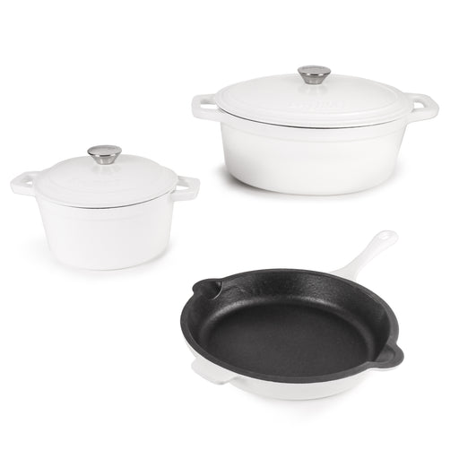 Image 1 of Neo 5pc Cast Iron Dutch Oven Set with 10" Fry Pan, 3qt. & 5qt., White