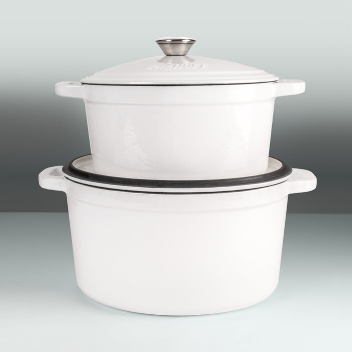 Image 5 of Neo 4pc Cast Iron Cookware Set, 3qt. & 7qt., White